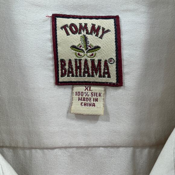 Tommy Bahama Shirt XL Tan Silk Button Down Short Sleeve Camp Casual Resort Wear - Picture 4 of 13